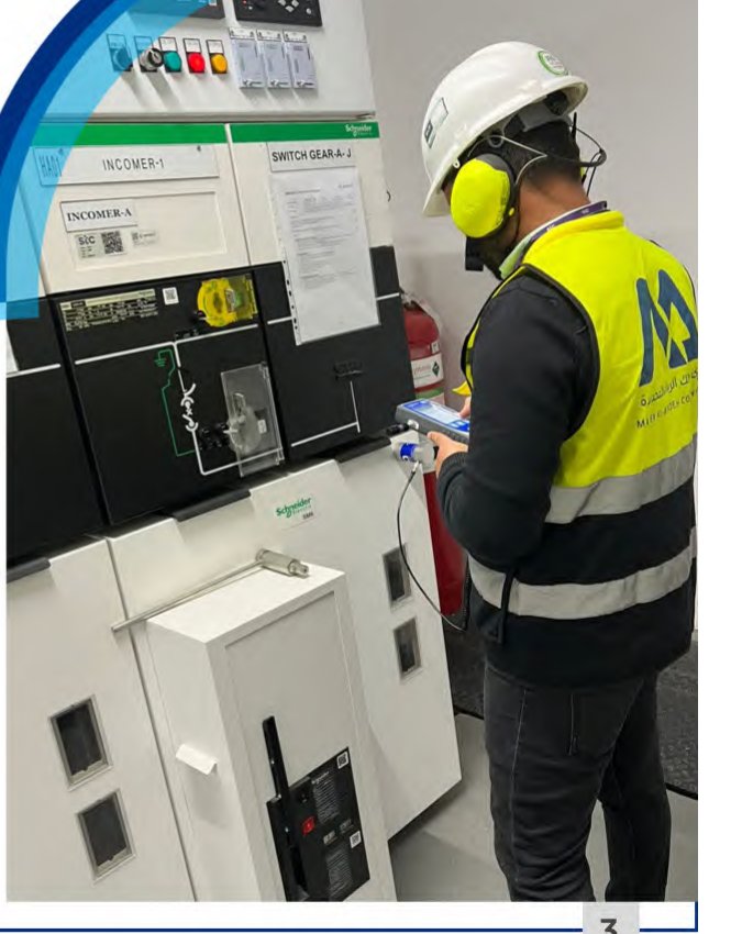Malek Al-Riyadeh engineer testing MV switchgear